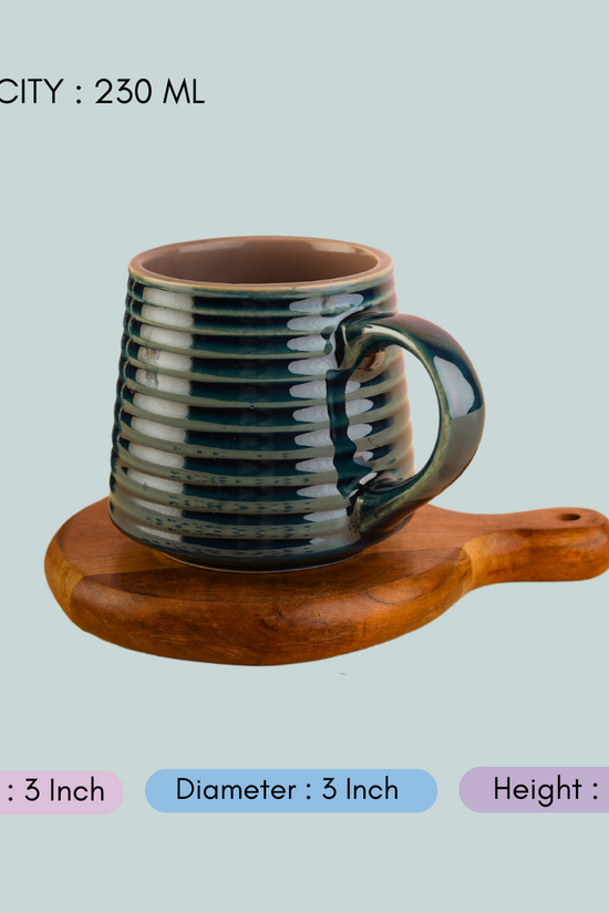 handmade mesmerising blue chai mug with measurement