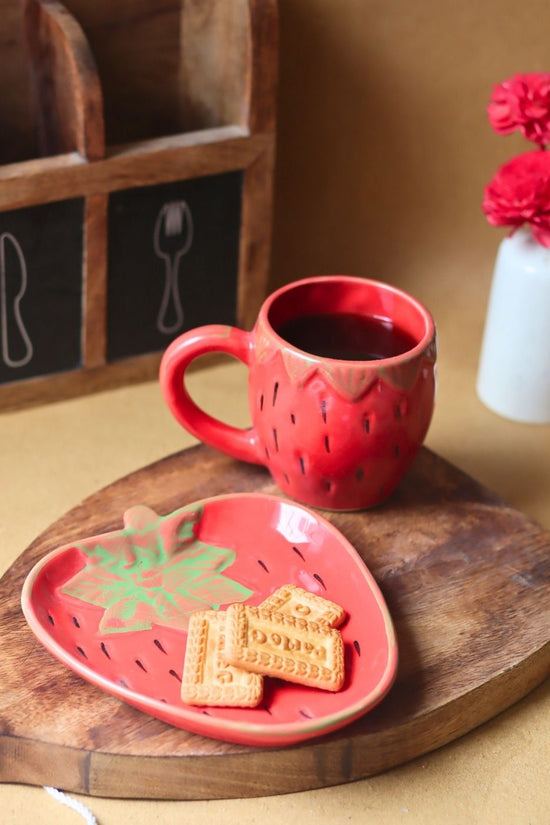 OG Strawberry Mug & Handmade Dessert Plate with premium quality material
