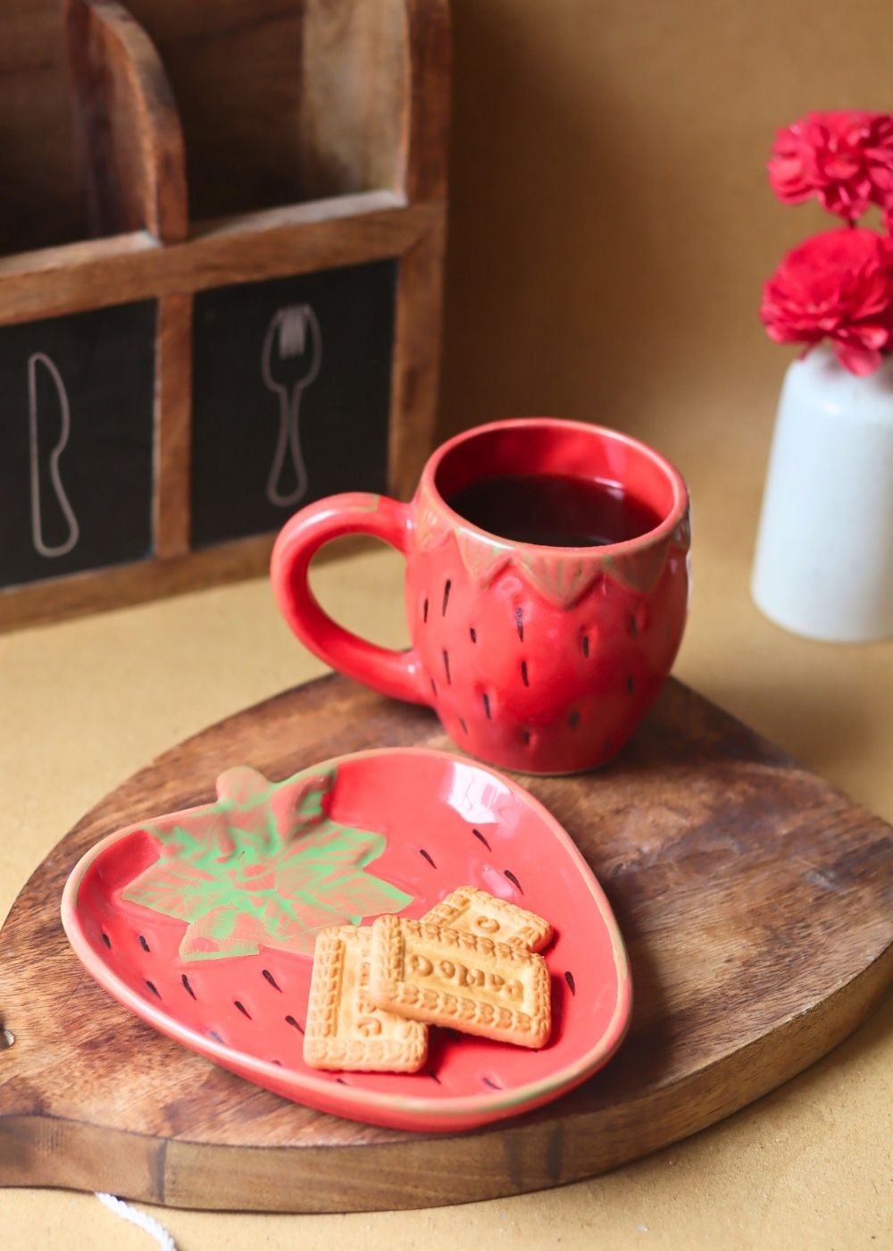 OG Strawberry Mug & Handmade Dessert Plate with premium quality material