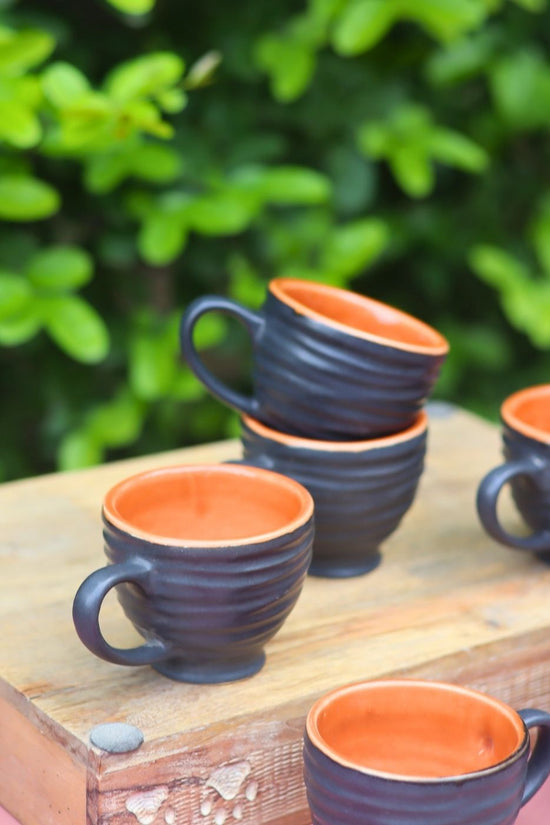 Set of 6 - Black Torrent Chai Cup handmade in India