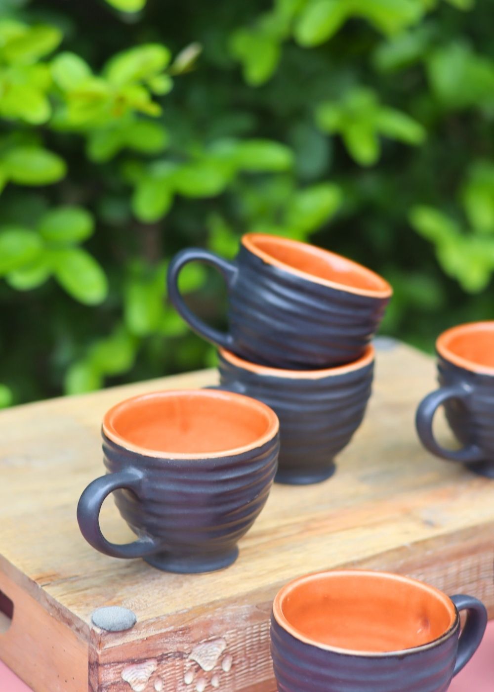 Set of 6 - Black Torrent Chai Cup handmade in India
