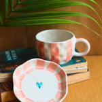 Handmade Striped  Heart Mug & Handmade Dessert Plate