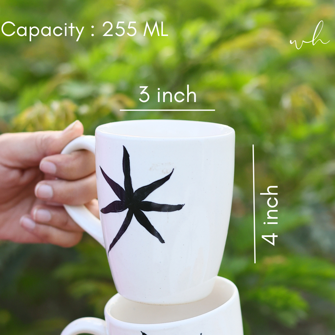 Ceramic leaf coffee mug height & breadth
