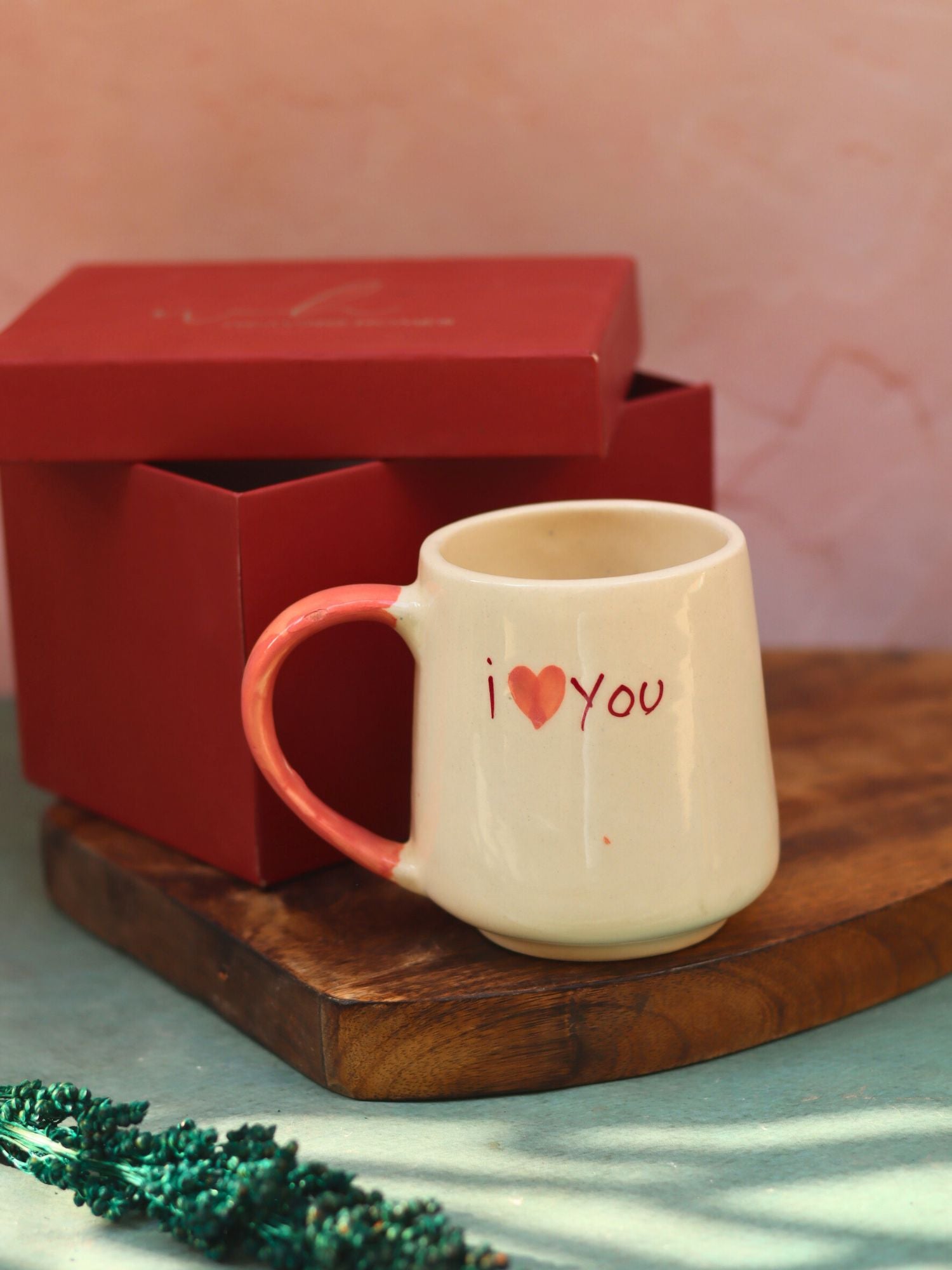 I heart you mug in a Gift Box handmade in India