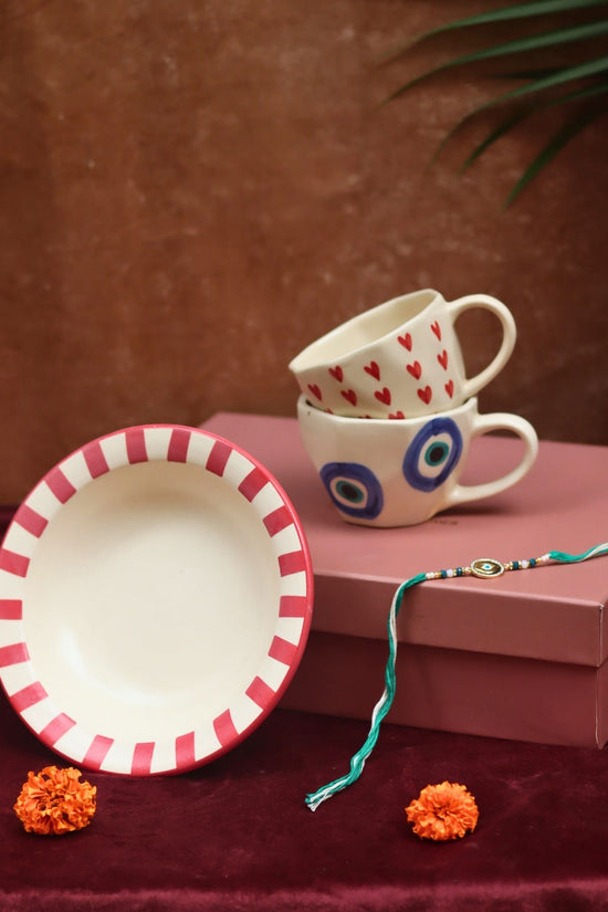 The Heartful Delight Luxe Rakhi Gift Hamper made by ceramic