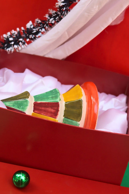 Vibrant Christmas tree in a Gift Box handmade in India
