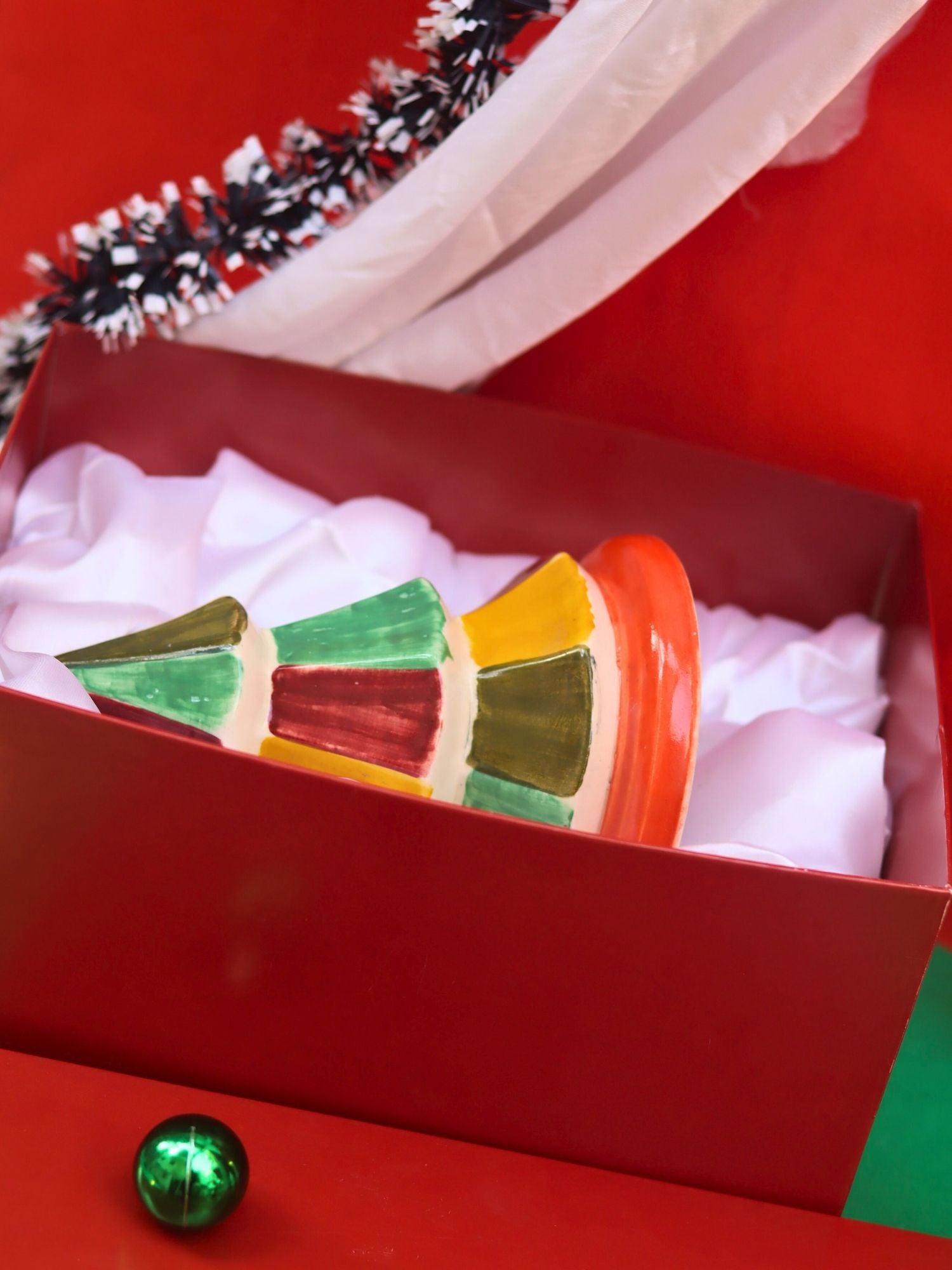 Vibrant Christmas tree in a Gift Box handmade in India