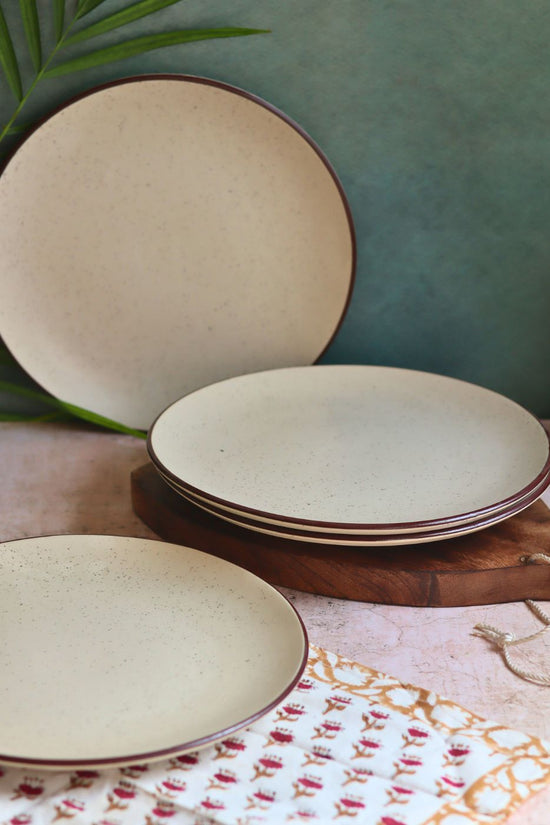 Set of 4 - Ivory Bliss Dinner Plate handmade in India