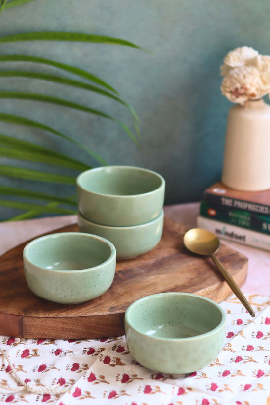 Handmade Set of 4 - Sage Green Katori