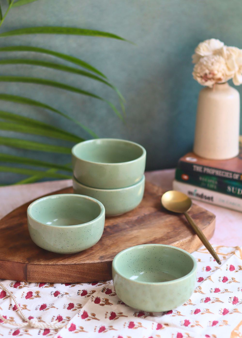 Handmade Set of 4 - Sage Green Katori