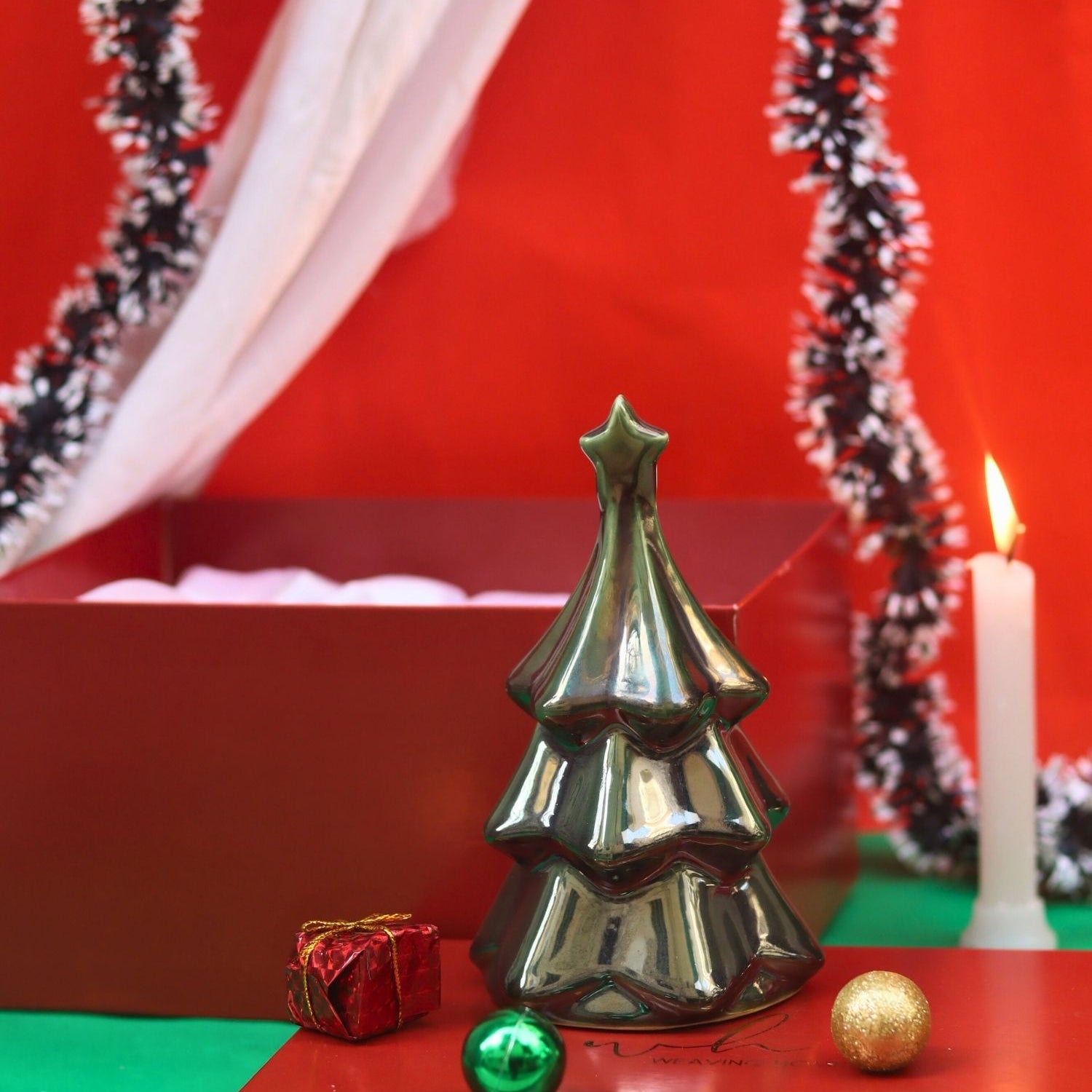 Lead free Green Star Christmas tree in a Gift Box