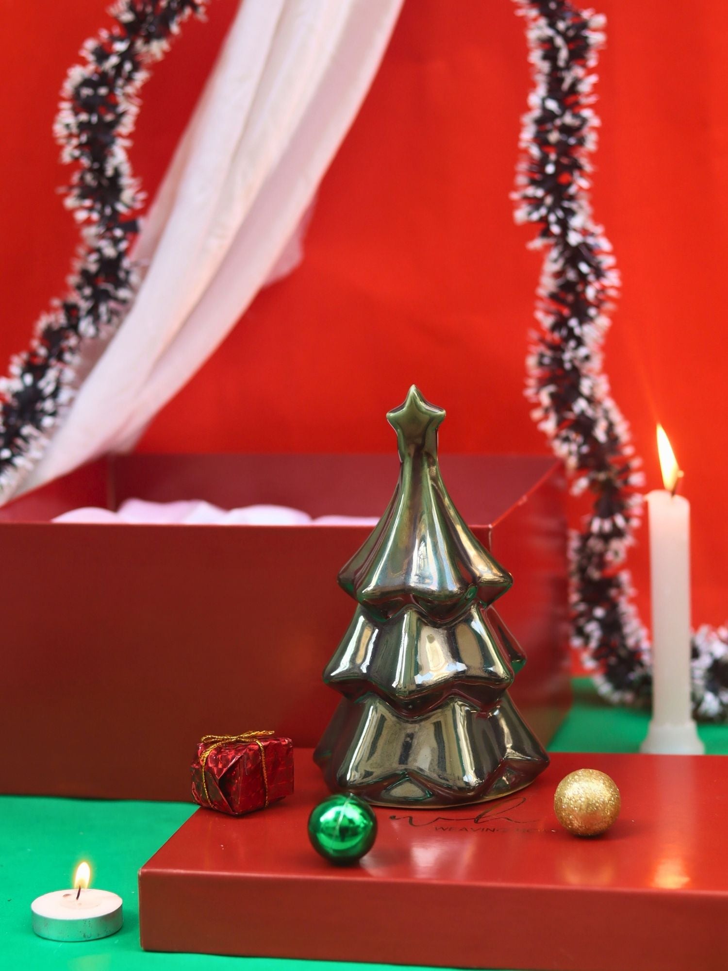 Lead free Green Star Christmas tree in a Gift Box