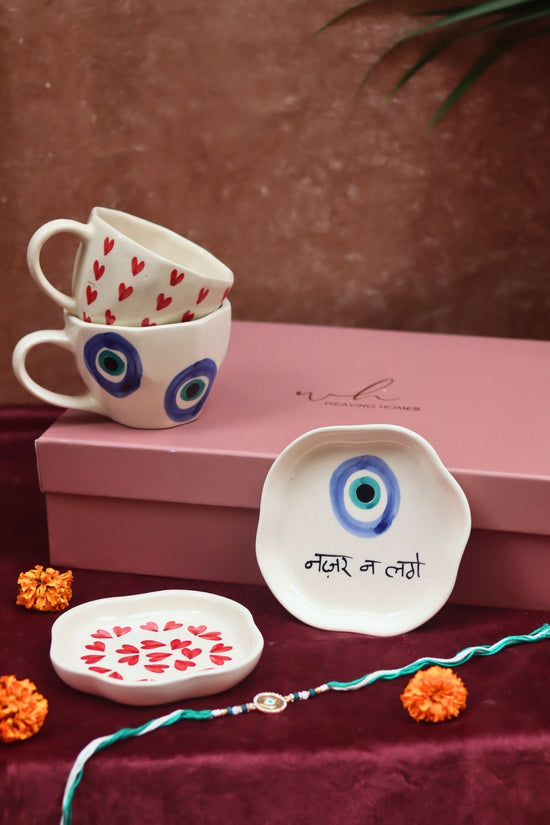 Handmade lead free The Heart & Evil eye Luxe Rakhi Gift Hamper