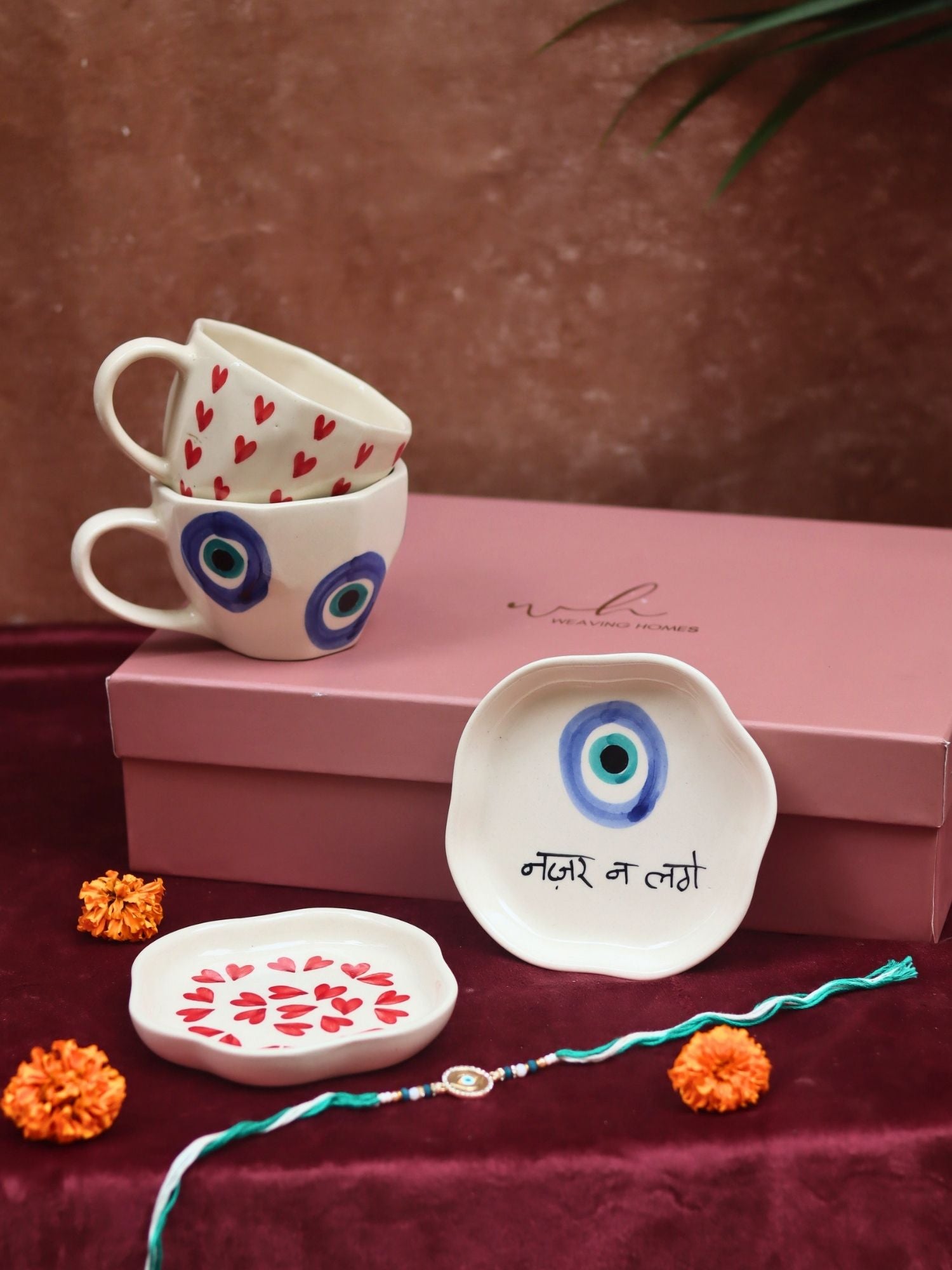 Handmade lead free The Heart & Evil eye Luxe Rakhi Gift Hamper