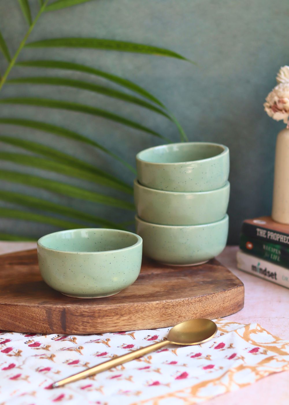 Set of 4 - Sage Green Katori made by ceramic