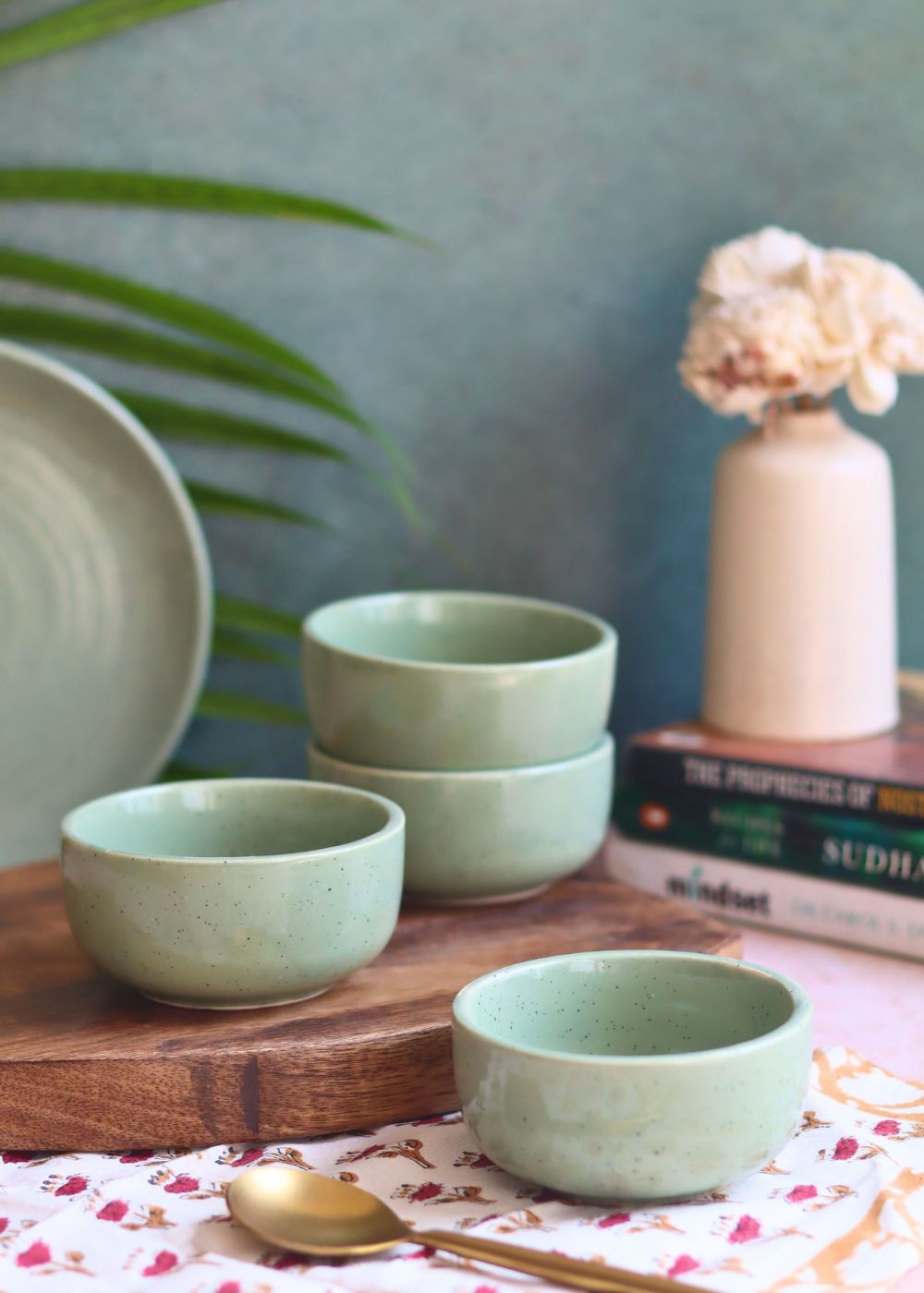 Set of 4 - Sage Green Katori with premium quality material