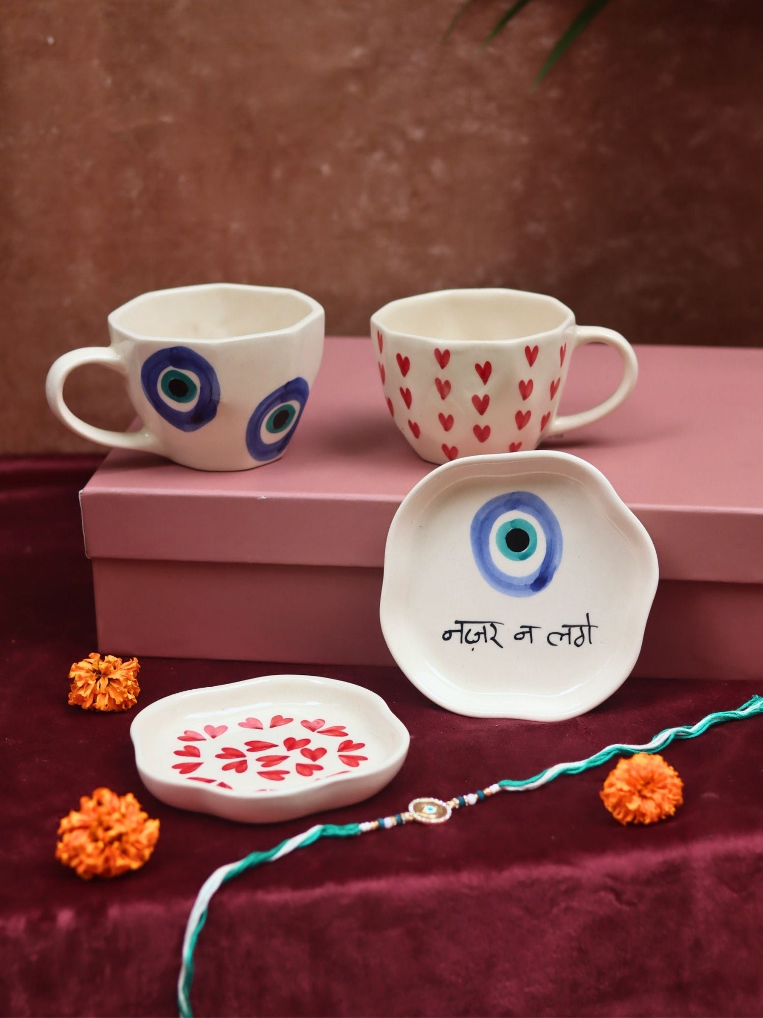 The Heart & Evil eye Luxe Rakhi Gift Hamper with premium quality material