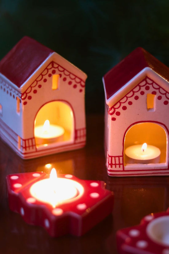 Christmas Hut & Christmas Tree tea light Holders with premium quality material