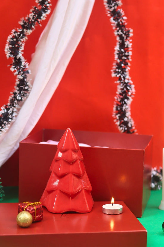 Lead free Red Conical Christmas tree in a Gift Box