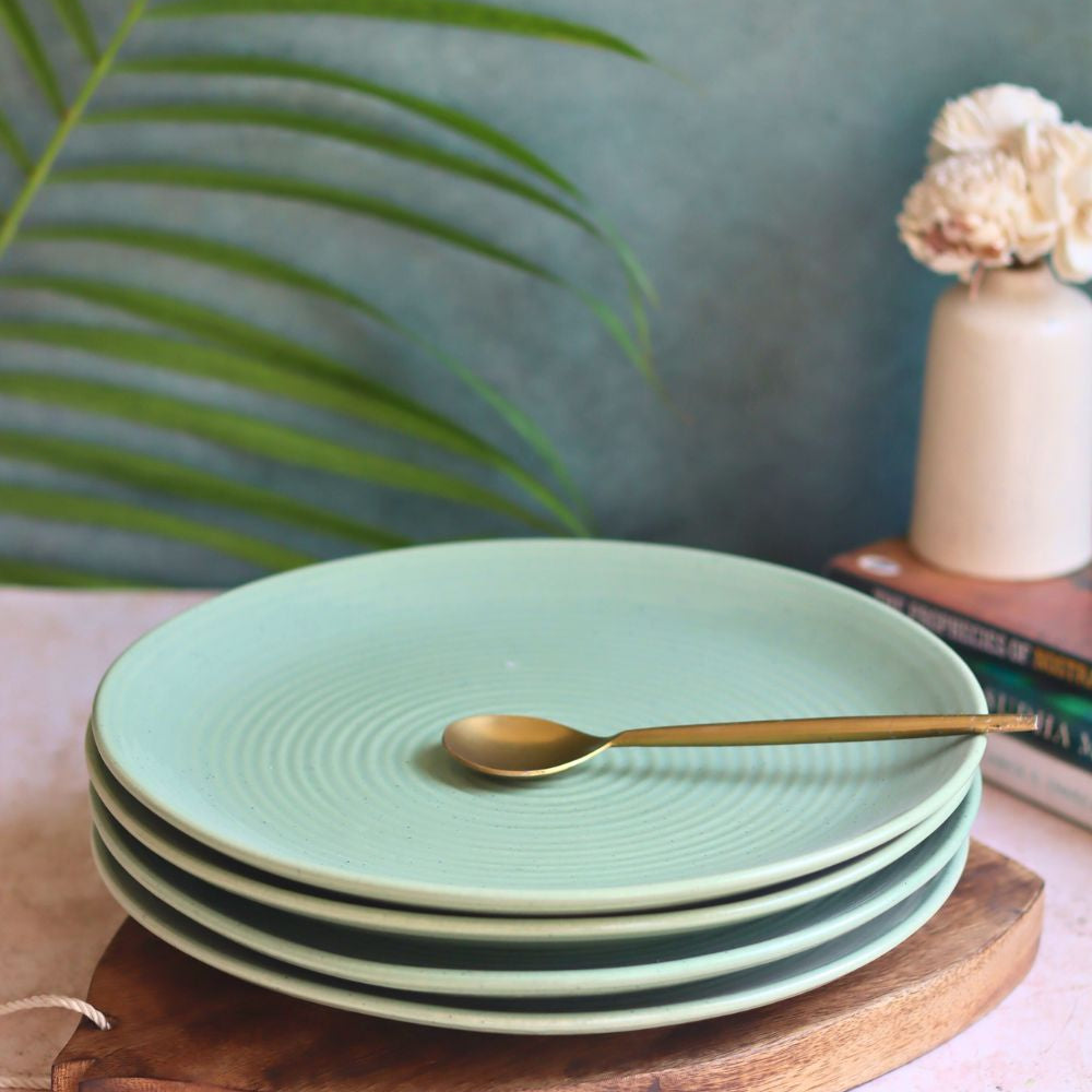 Set of 4 - Sage Green Dinner Plate made by ceramic