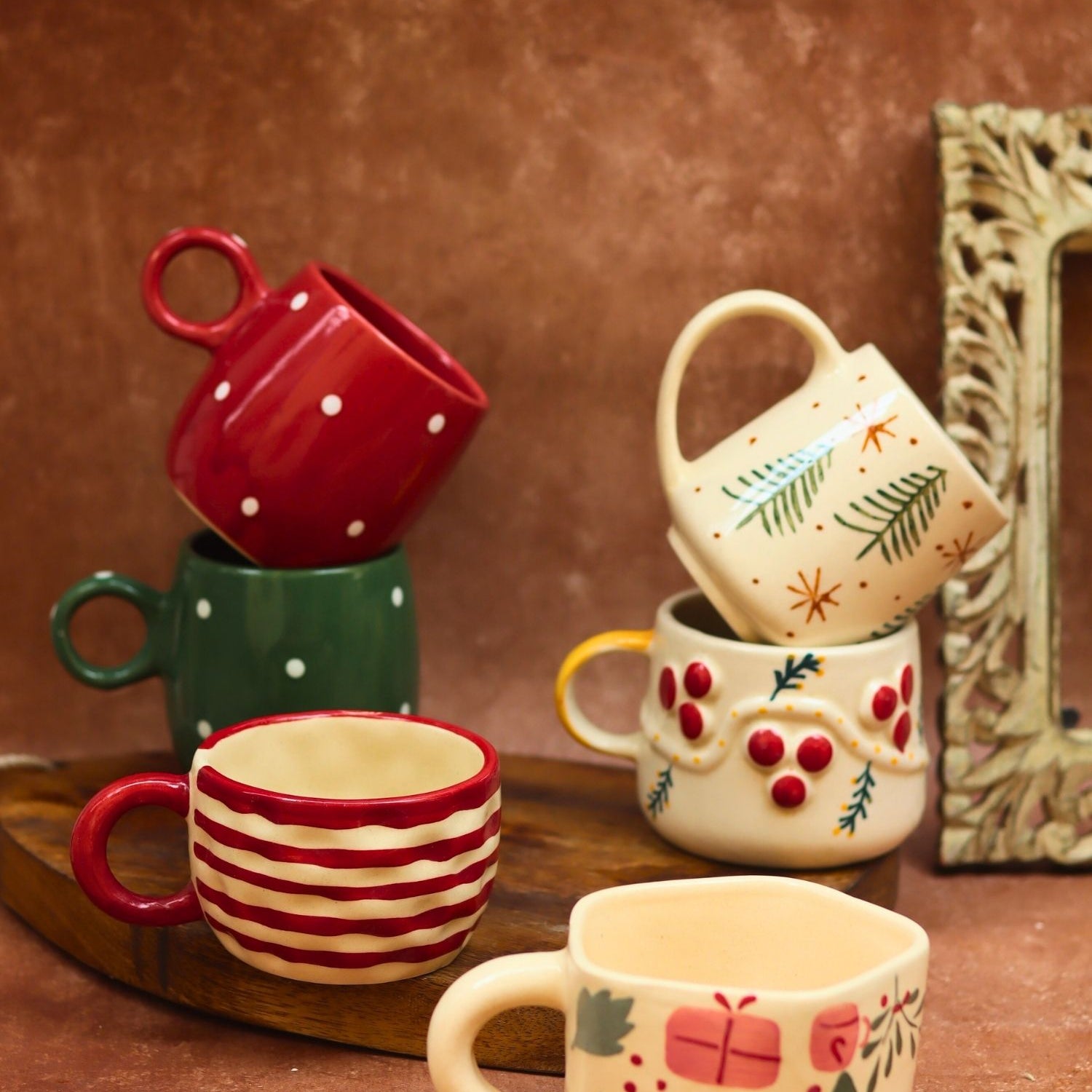 handmade Set of 6 Christmas Sparkle Mugs Combo (for the price of 5)