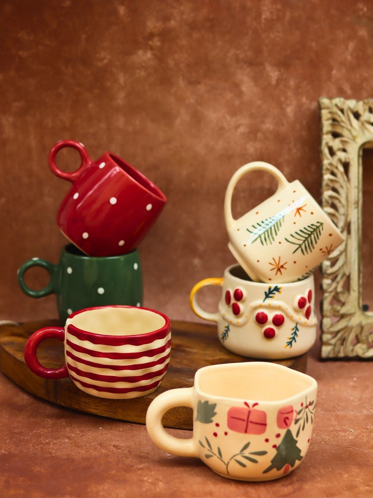 handmade Set of 6 Christmas Sparkle Mugs Combo (for the price of 5)