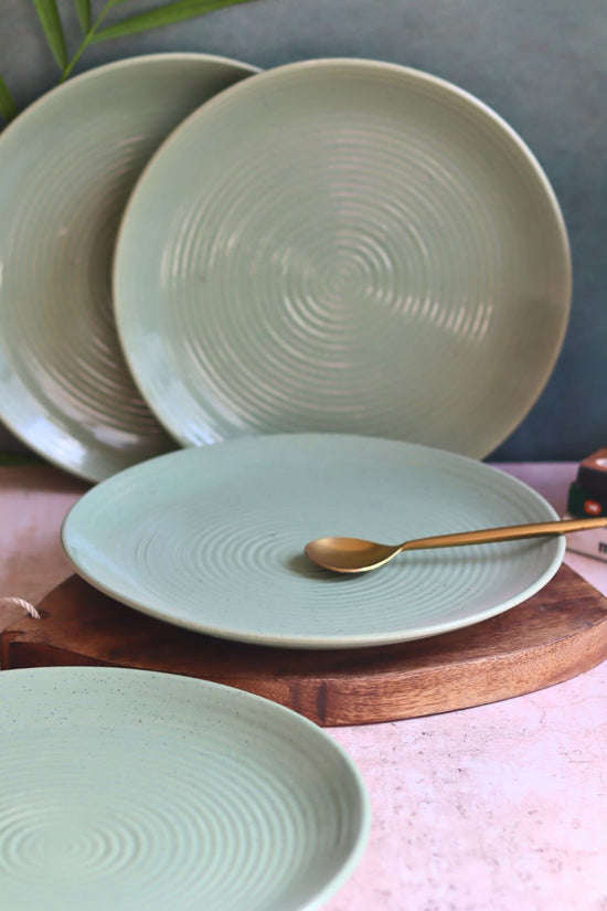 Set of 4 - Sage Green Dinner Plate handmade in India