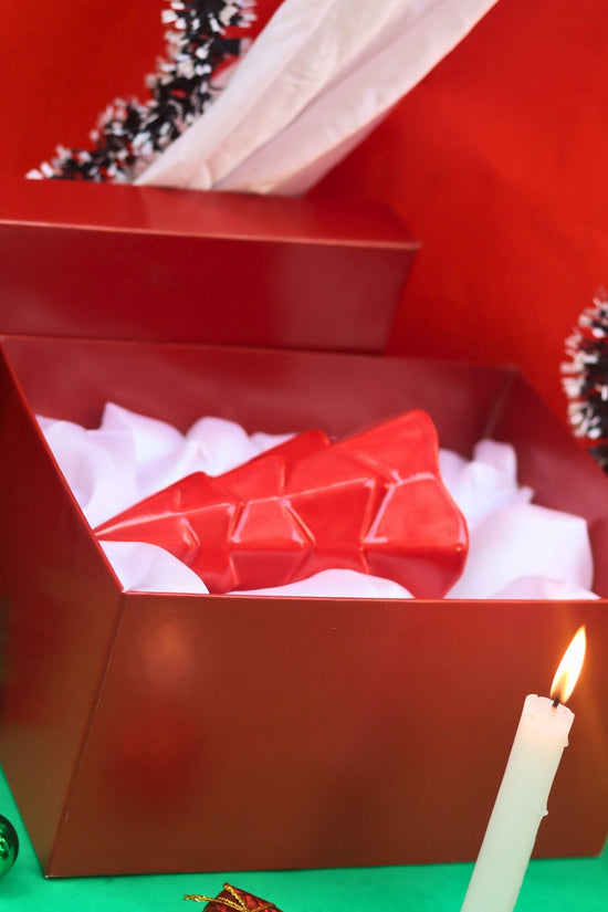 Red Conical Christmas tree in a Gift Box handmade in india