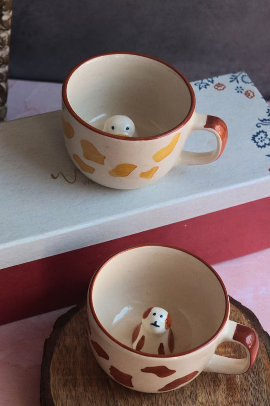Dog & Duck mug in a Gift Box made by ceramic