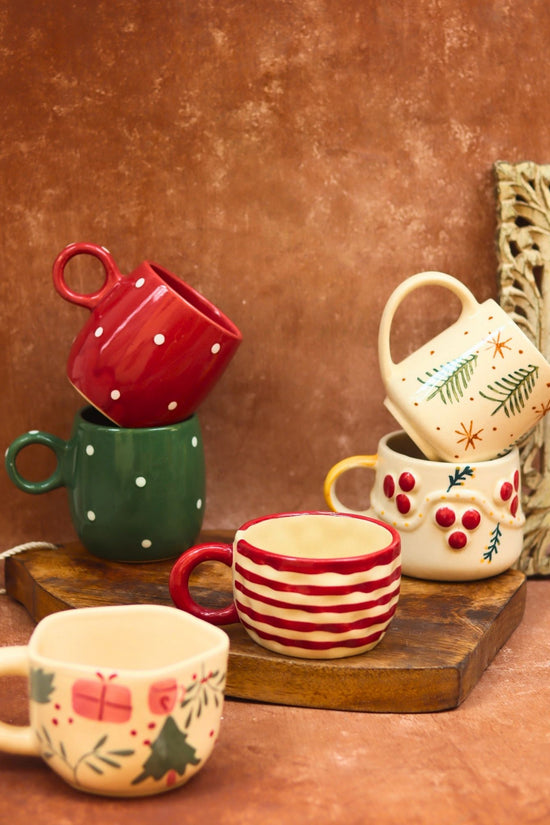 Set of 6 Christmas Sparkle Mugs Combo (for the price of 5) made by ceramic