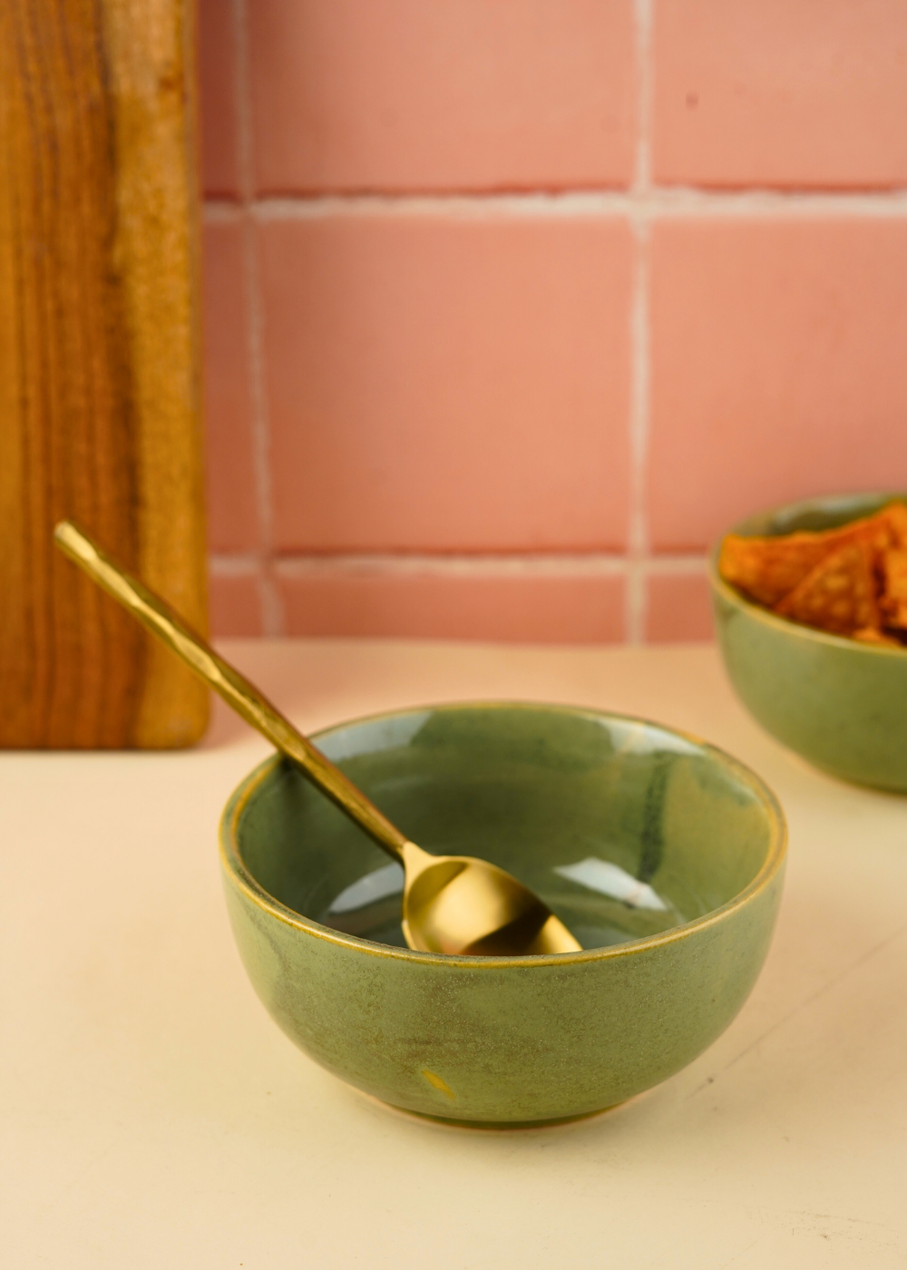 pistachio stoneware bowl made by ceramic 