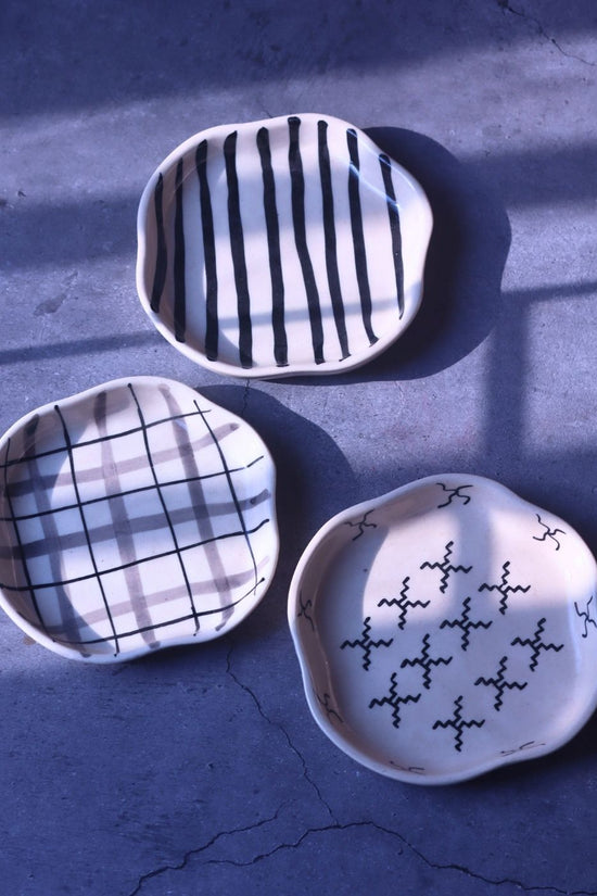 Checks, Zebra & Crosses Handmade Dessert Plate with premium quality material