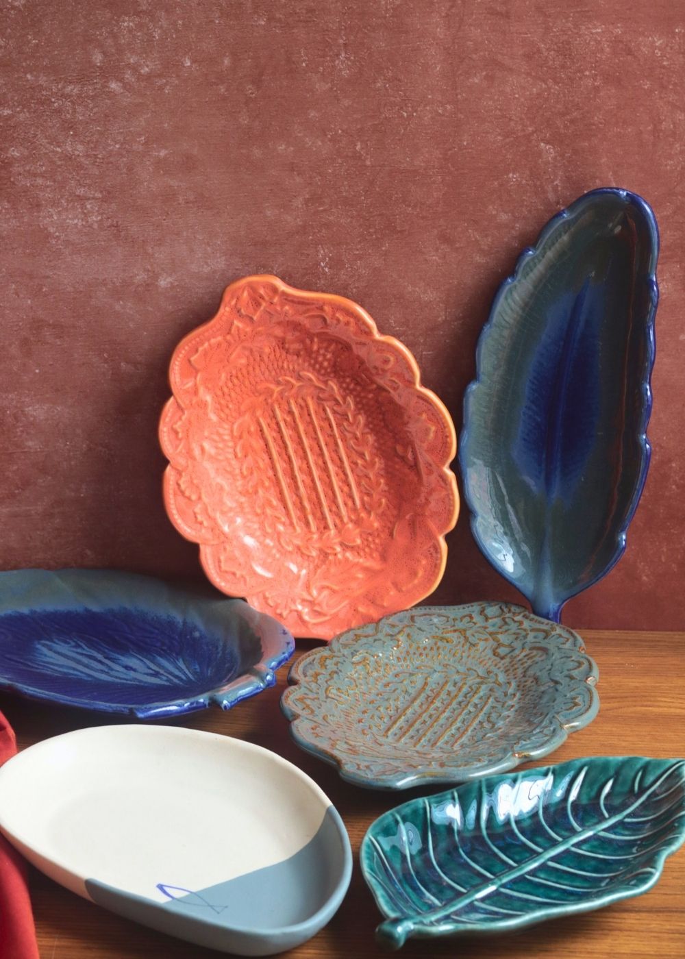 Handmade Set of 6 Textured Plates (for the price of 5)