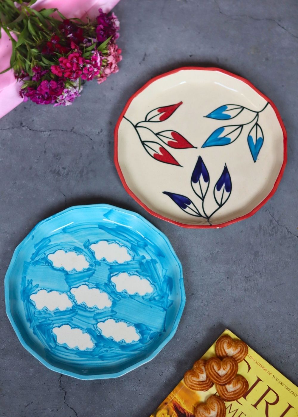 Petals & Cloud Snack Plates handmade in india