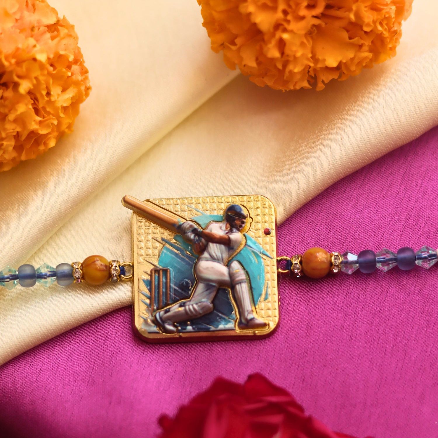 ⁠Batsman Rakhi handmade in India