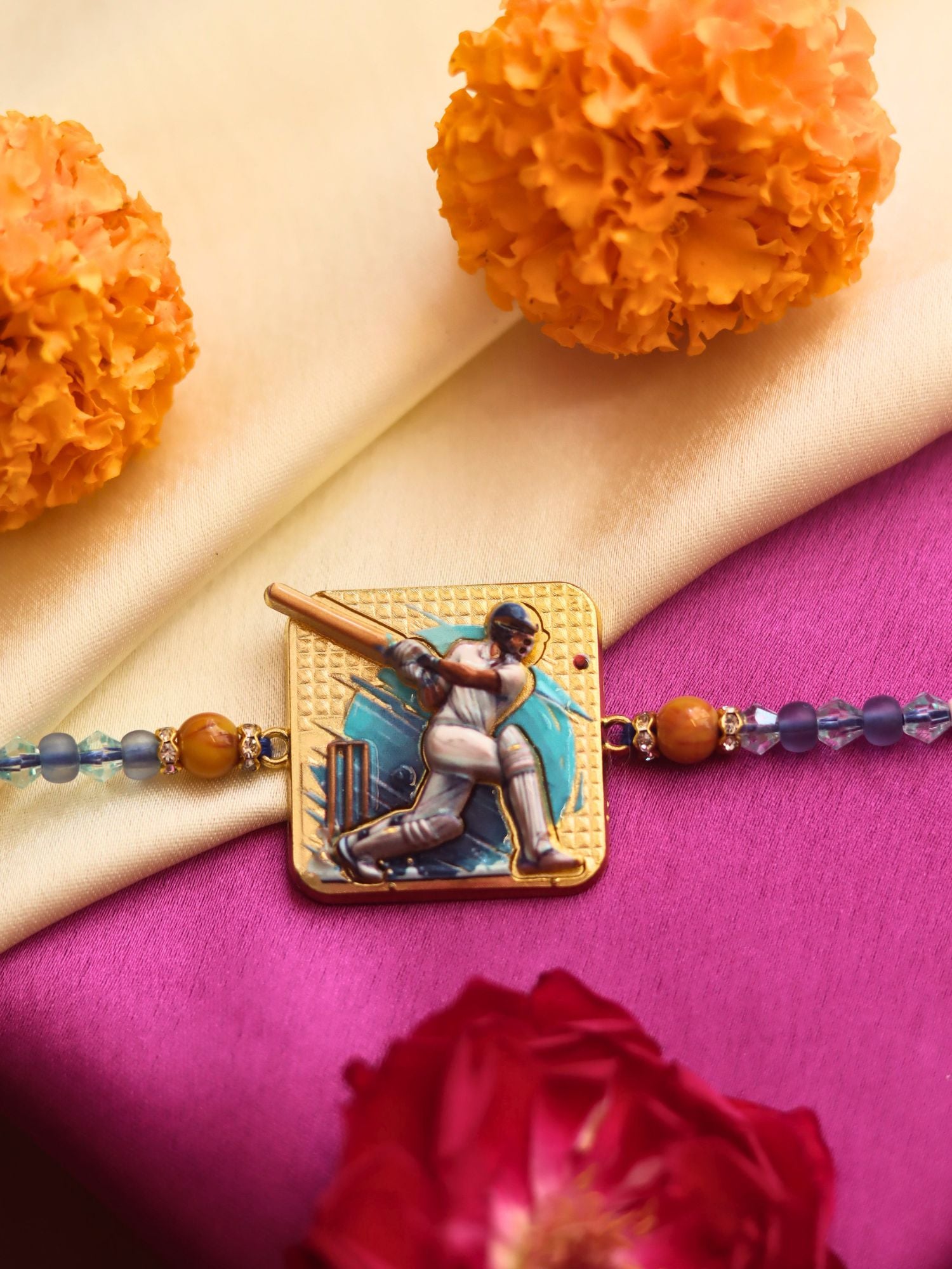 ⁠Batsman Rakhi handmade in India
