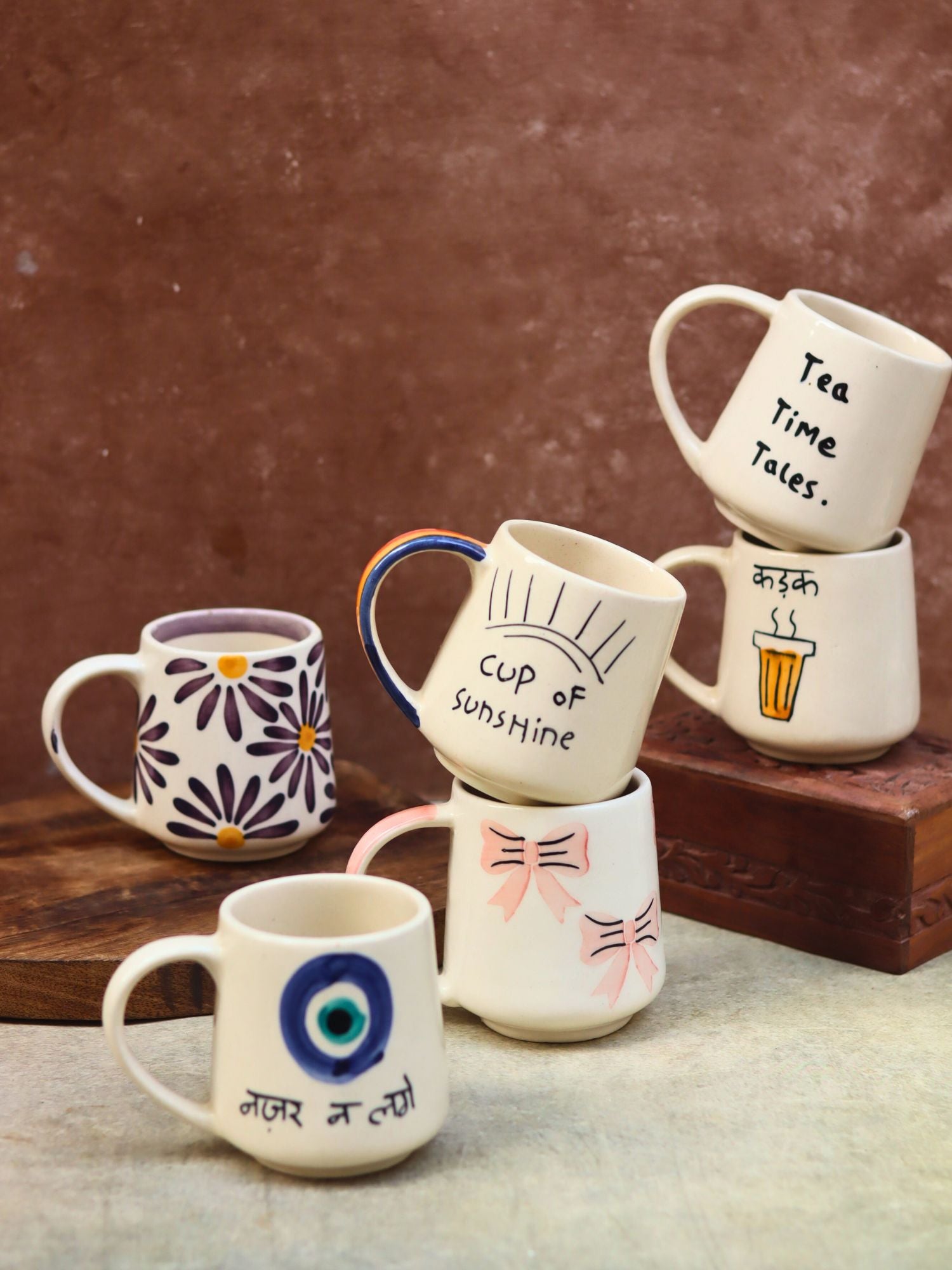 Set of 6 Simple Sips mugs combo (for the price of 5) handmade in india
