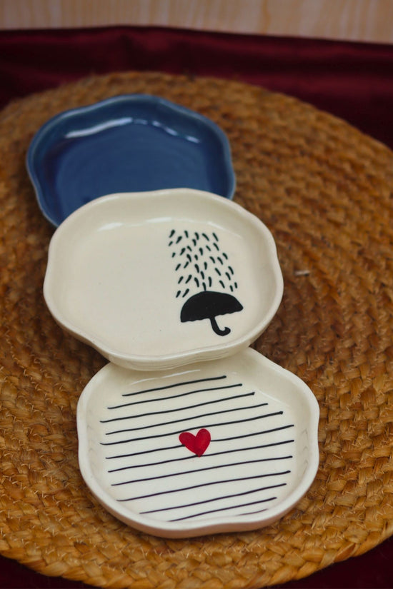 Set of 3 - Mini Treats dessert plate handmade in india