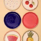 handmade set of 6 snack plates for the price of 5 made by ceramic , 6 snack plates combo