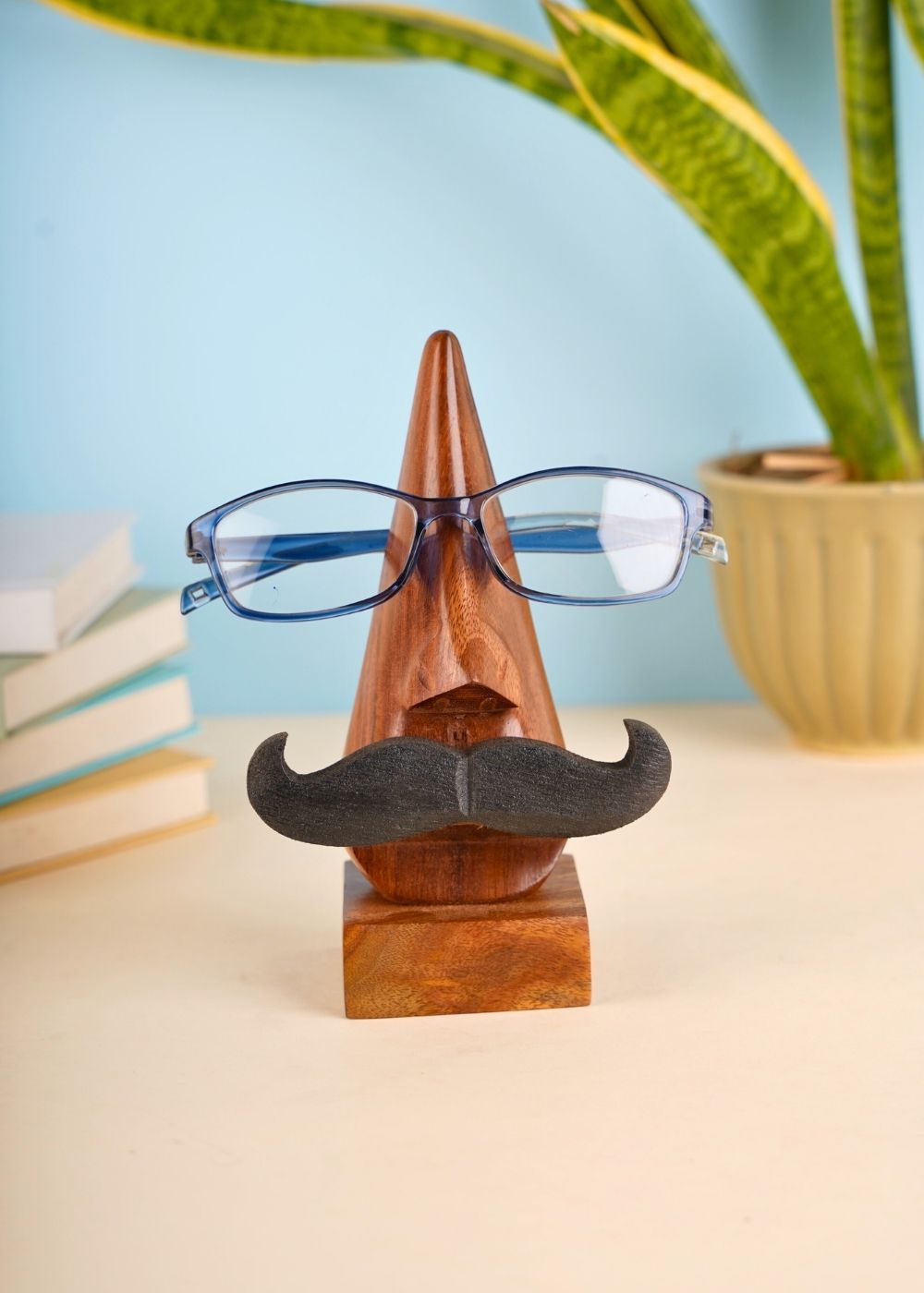 moustache specs stand made by wood