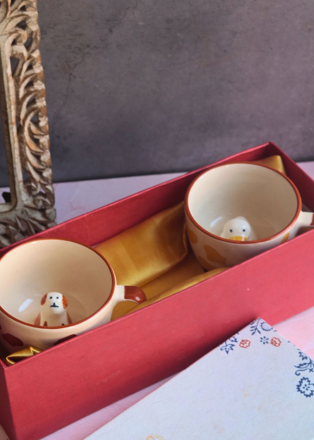 Dog & Duck mug in a Gift Box handmade in india