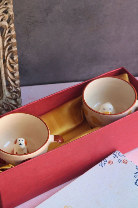 Dog & Duck mug in a Gift Box handmade in india