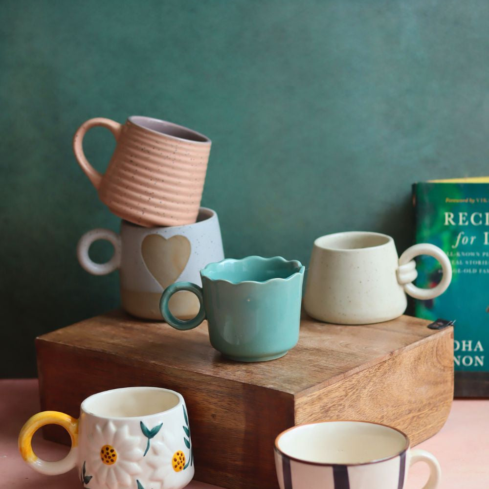 handmade Set of 6 - Evergreen Elegance Mugs (for the price of 5)