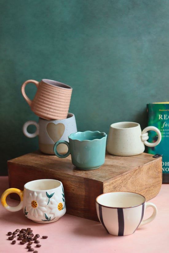 handmade Set of 6 - Evergreen Elegance Mugs (for the price of 5)