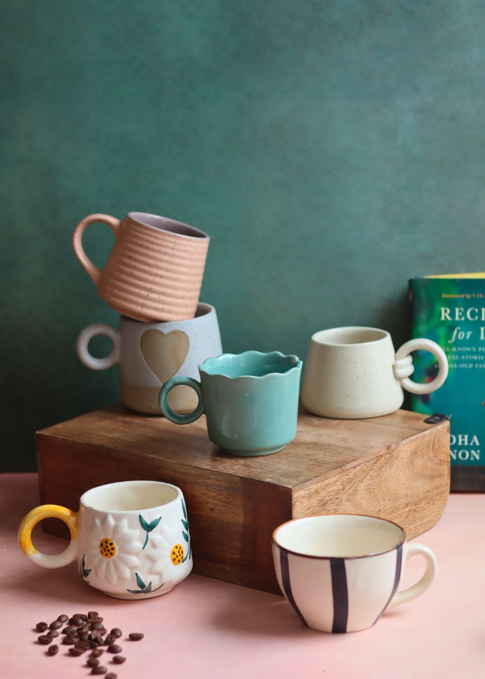 handmade Set of 6 - Evergreen Elegance Mugs (for the price of 5)