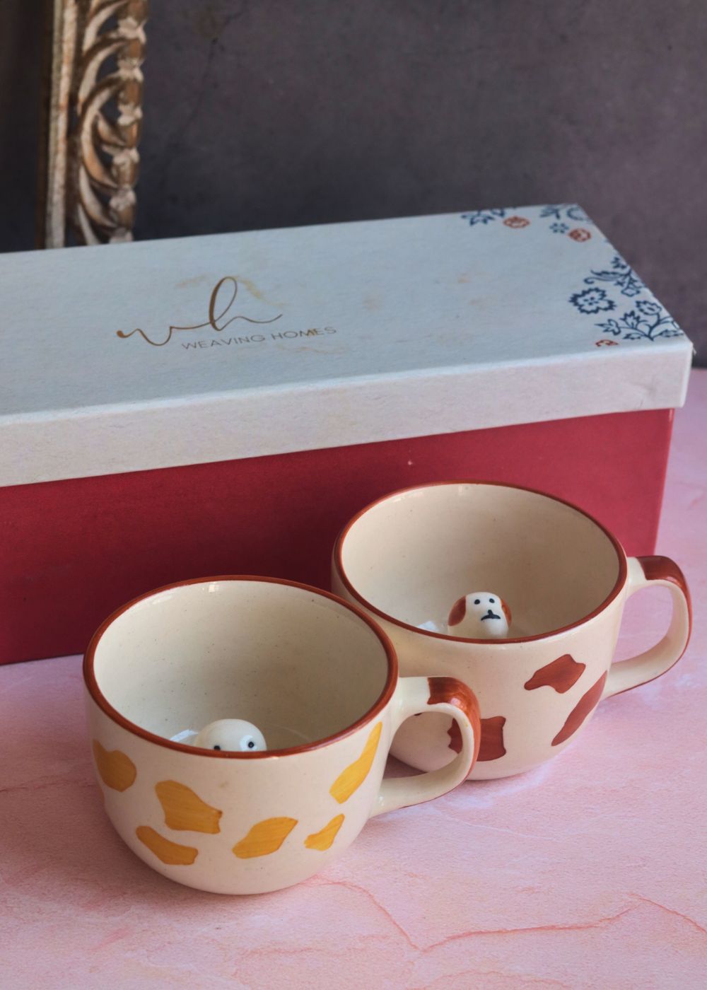 Handmade Dog & Duck mug in a Gift Box