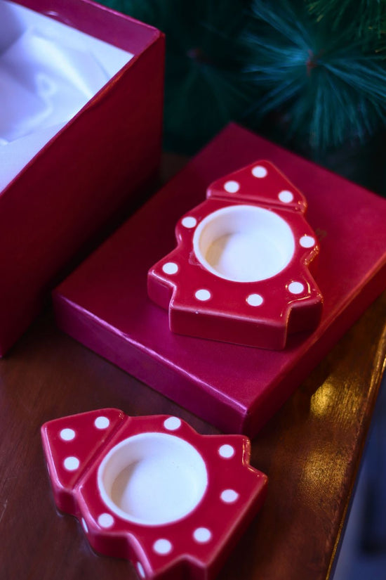 Christmas Tree Tea light Holder in a Gift Box made by ceramic