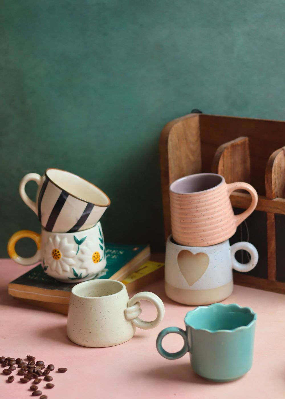 Set of 6 - Evergreen Elegance Mugs (for the price of 5) made by ceramic