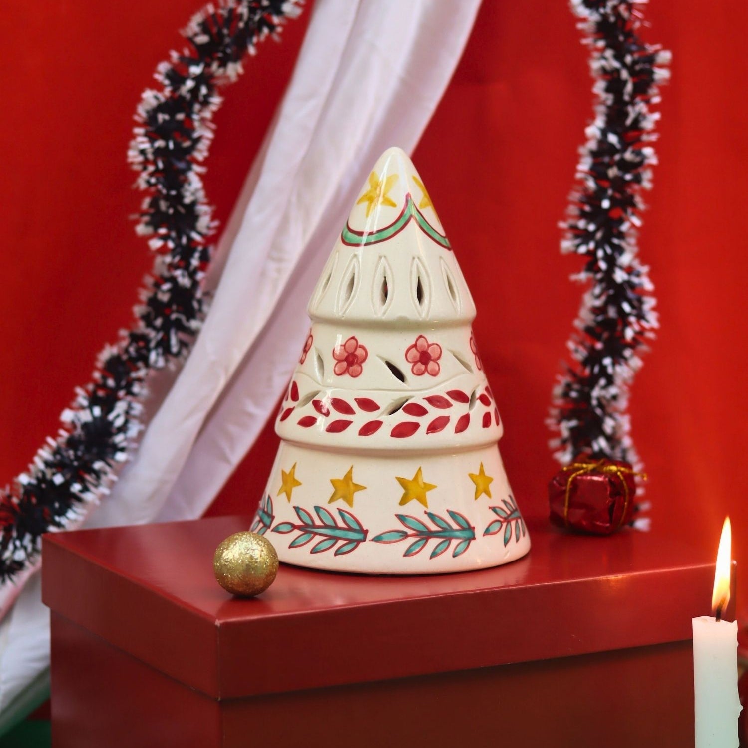 Lead free Santa's Light House in a Gift Box