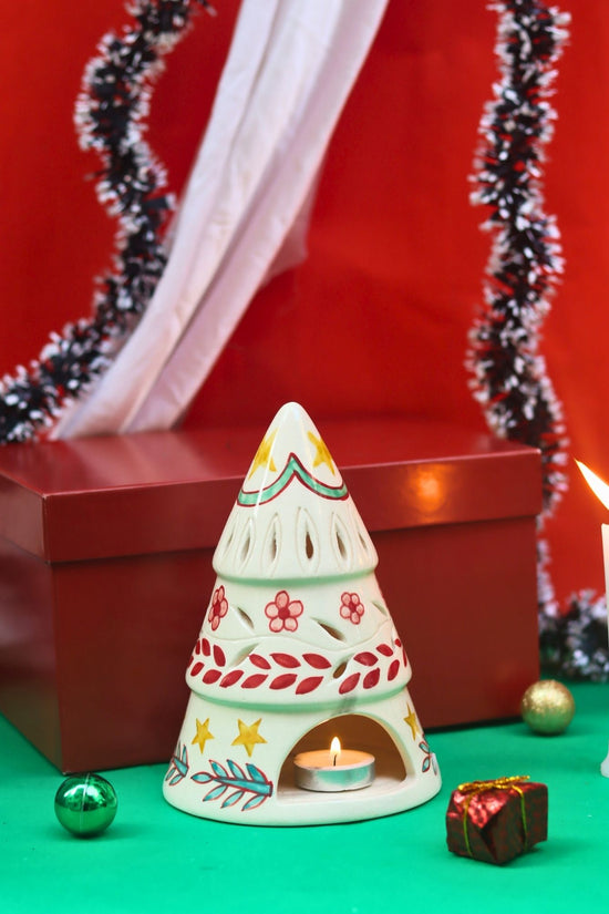 Santa's Light House in a Gift Box made by ceramic